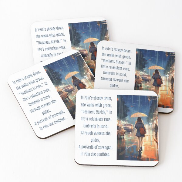 Item preview, Resilient Stride | Woman Walking in Rain Poem designed and sold by FairX.
