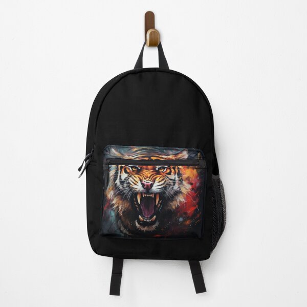 Item preview, Dangerous  Roaring Tiger Watercolor Painting on Black Background designed and sold by MargaretWiktor.