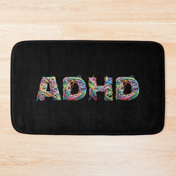 Item preview, The inscription "ADHD" on a black background - a tangle of colorful rubber bands, crazy. designed and sold by My-fake-places.