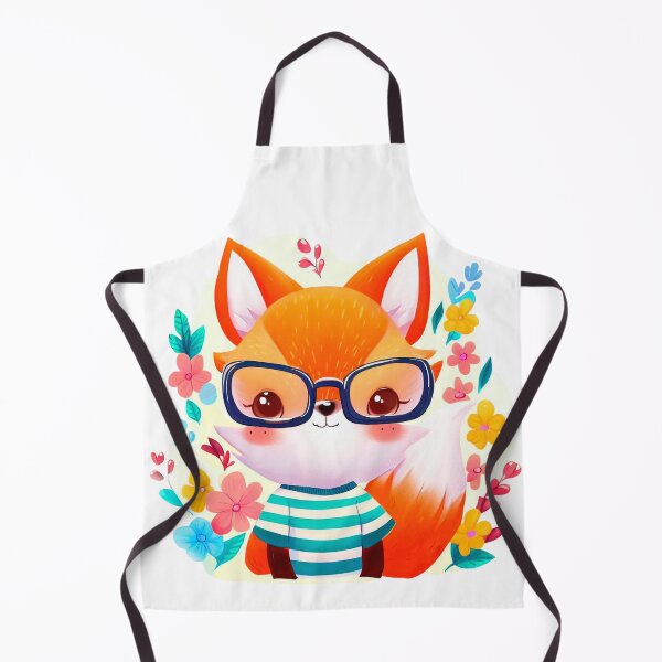 Item preview, Fox in striped t-shirt and glasses on floral background designed and sold by Crisfloresarts.
