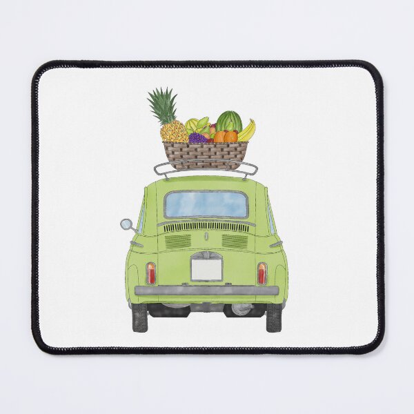 Item preview, Green Retro Fiat 500 with Fruit Basket designed and sold by portosabbia.