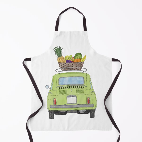 Item preview, Green Retro Fiat 500 with Fruit Basket designed and sold by portosabbia.