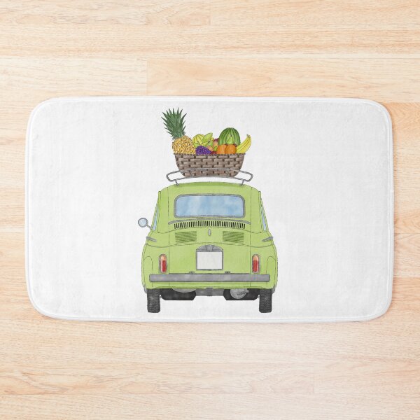 Item preview, Green Retro Fiat 500 with Fruit Basket designed and sold by portosabbia.