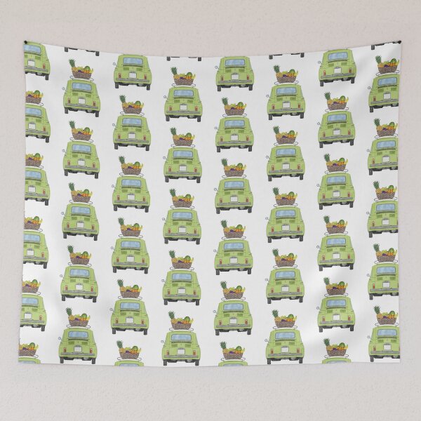 Item preview, Green Retro Fiat 500 with Fruit Basket designed and sold by portosabbia.