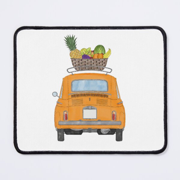 Item preview, Orange Retro Fiat 500 with Fruit Basket designed and sold by portosabbia.