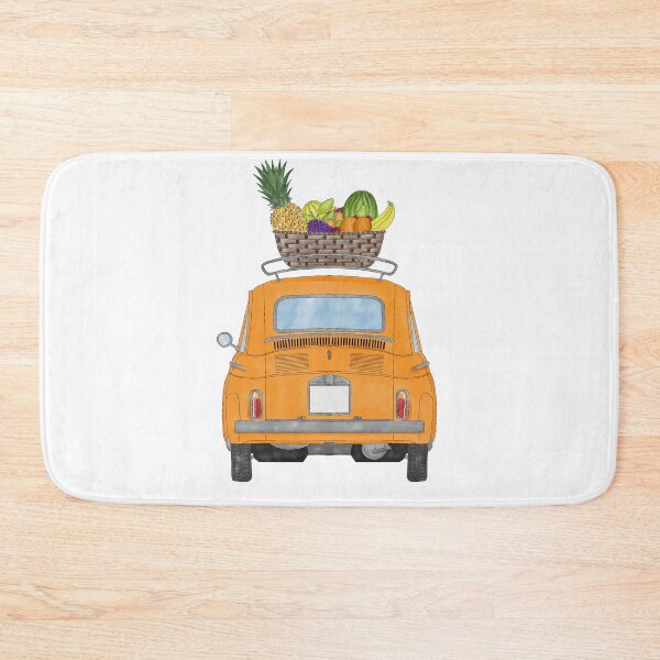 Item preview, Orange Retro Fiat 500 with Fruit Basket designed and sold by portosabbia.
