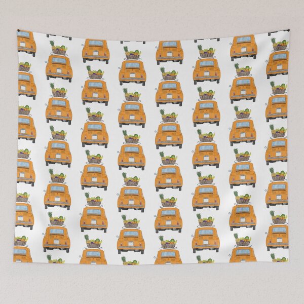 Item preview, Orange Retro Fiat 500 with Fruit Basket designed and sold by portosabbia.