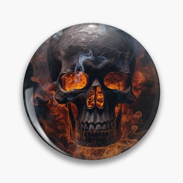 Item preview, Skull with fire and smoke designed and sold by AI-Imaginings.