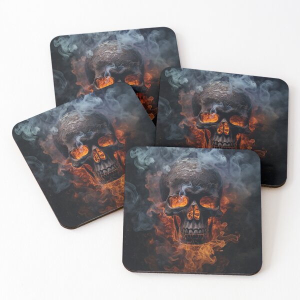 Item preview, Skull with fire and smoke designed and sold by AI-Imaginings.