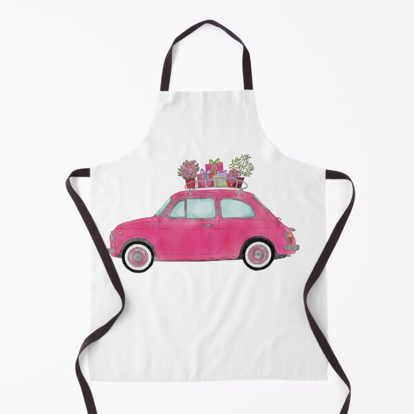 Item preview, Pink Retro Fiat 500 with gifts on roof designed and sold by portosabbia.