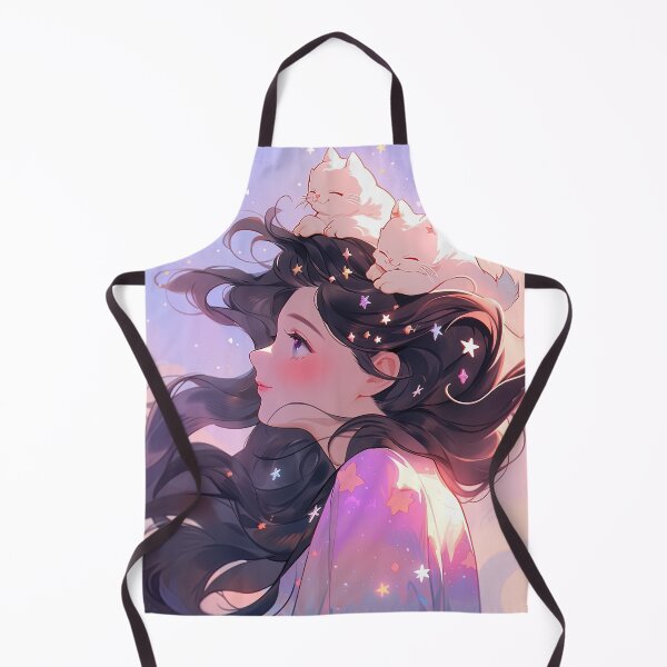 Item preview, Serene Anime Girl and Cute Cat Companions designed and sold by bubblegoth.