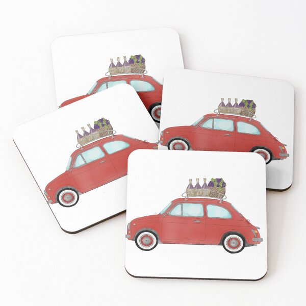 Item preview, Red Retro Fiat 500 with wine and grapes designed and sold by portosabbia.