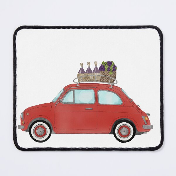 Item preview, Red Retro Fiat 500 with wine and grapes designed and sold by portosabbia.