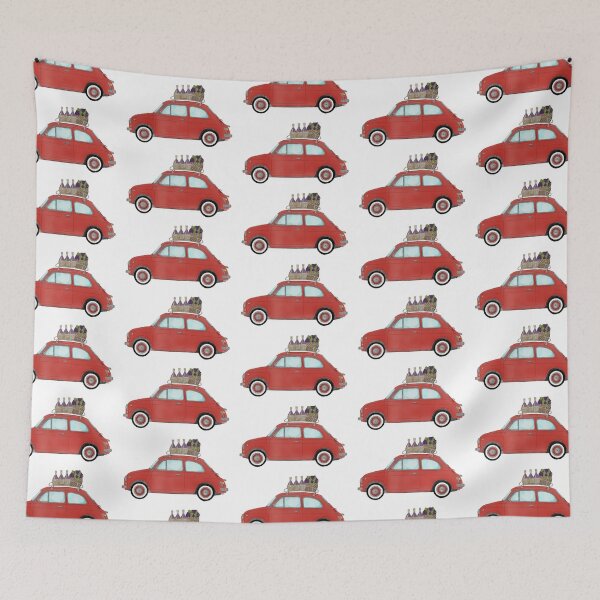 Item preview, Red Retro Fiat 500 with wine and grapes designed and sold by portosabbia.