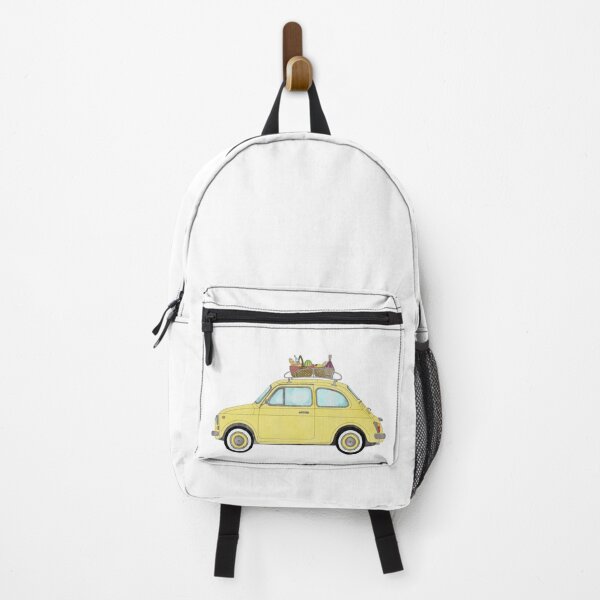 Item preview, Yellow Retro Fiat 500 with picnic basket designed and sold by portosabbia.