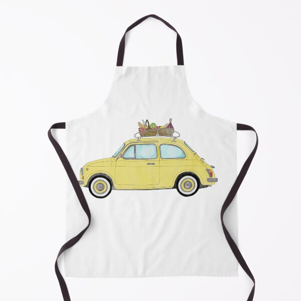 Item preview, Yellow Retro Fiat 500 with picnic basket designed and sold by portosabbia.