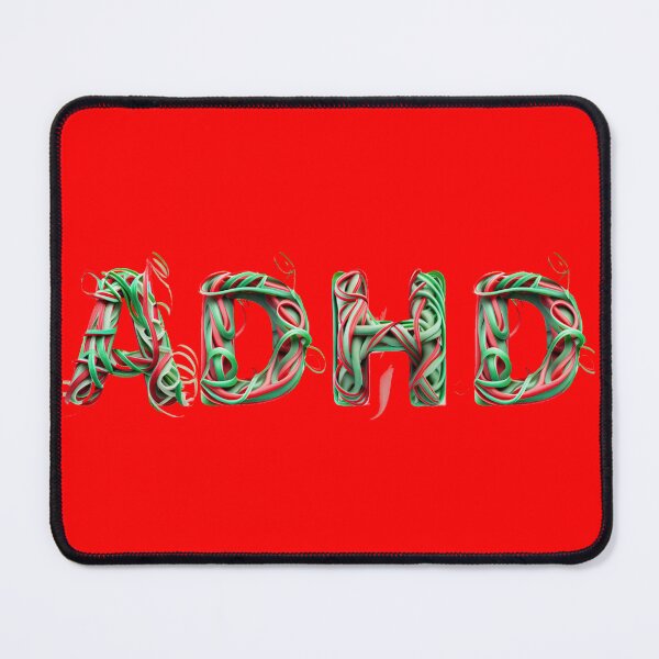 Item preview, The inscription "ADHD" sticker - a tangle of red and green rubber bands, crazy. designed and sold by My-fake-places.