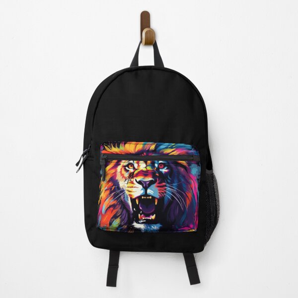 Item preview, Dangerous Roaring Lion Watercolor Painting on Black Background designed and sold by MargaretWiktor.