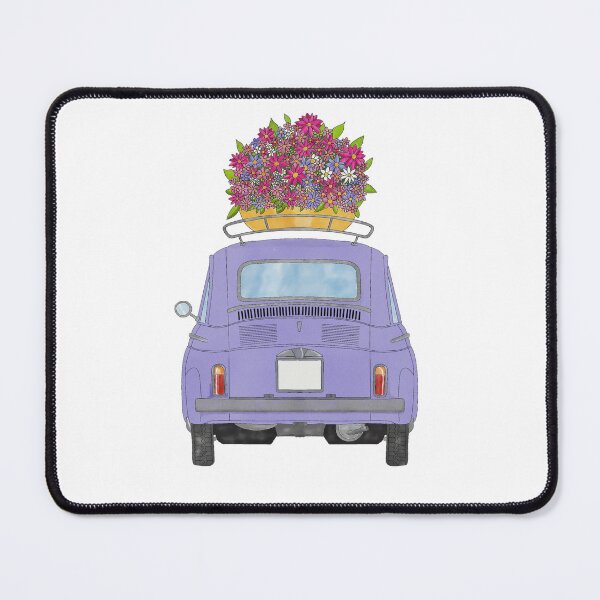 Item preview, Purple Retro Fiat 500 with Flowers designed and sold by portosabbia.
