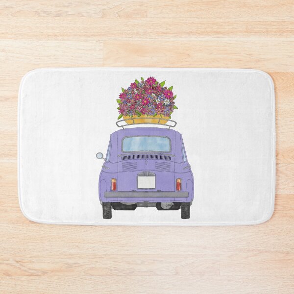 Item preview, Purple Retro Fiat 500 with Flowers designed and sold by portosabbia.