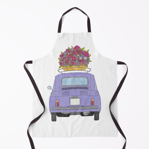 Item preview, Purple Retro Fiat 500 with Flowers designed and sold by portosabbia.