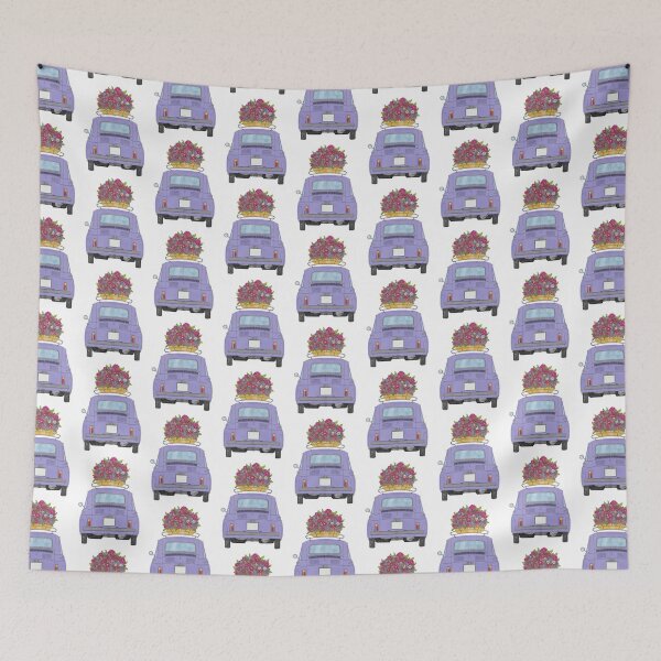 Item preview, Purple Retro Fiat 500 with Flowers designed and sold by portosabbia.