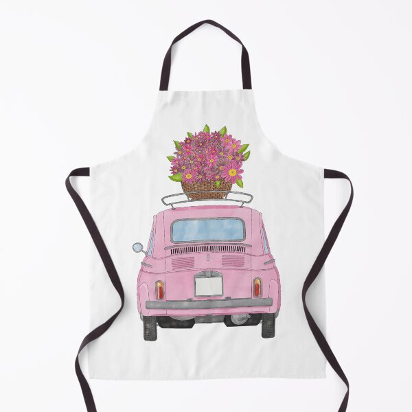 Item preview, Pink Retro Fiat 500 with Flowers designed and sold by portosabbia.