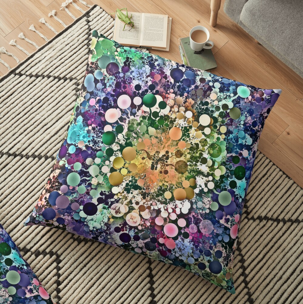 Spectral Circles Abstract Floor Pillow