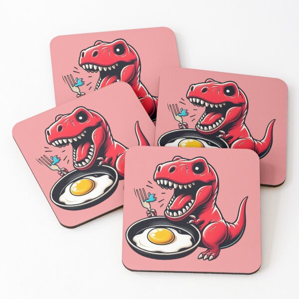 Item preview, red T-Rex with a frying pan dinosaurs designed and sold by CoussaZau.