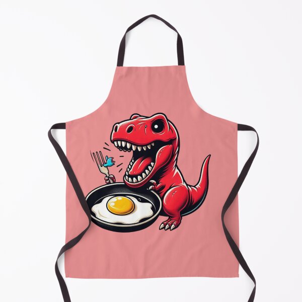 Item preview, red T-Rex with a frying pan dinosaurs designed and sold by CoussaZau.