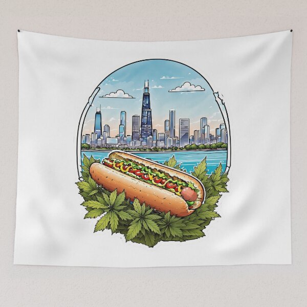 Item preview, Nothing like a Chicago Hot Dog with Mustard, Beautiful Skyline designed and sold by wojysmokes.