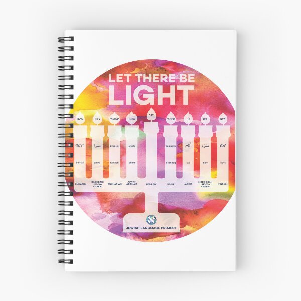 Item preview, Menorah of Light - "Light" in 9 Jewish languages - warm colors designed and sold by Jewish Language Project.