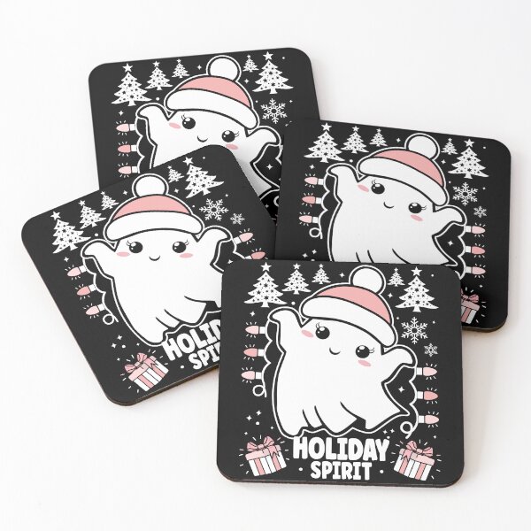 Item preview, Pink Holiday Spirit | Cute and Festive Christmas Ghost with Christmas Lights - Black designed and sold by PearlMoonGrapes.