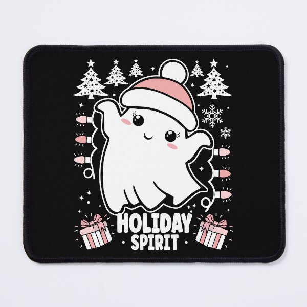 Item preview, Pink Holiday Spirit | Cute and Festive Christmas Ghost with Christmas Lights - Black designed and sold by PearlMoonGrapes.