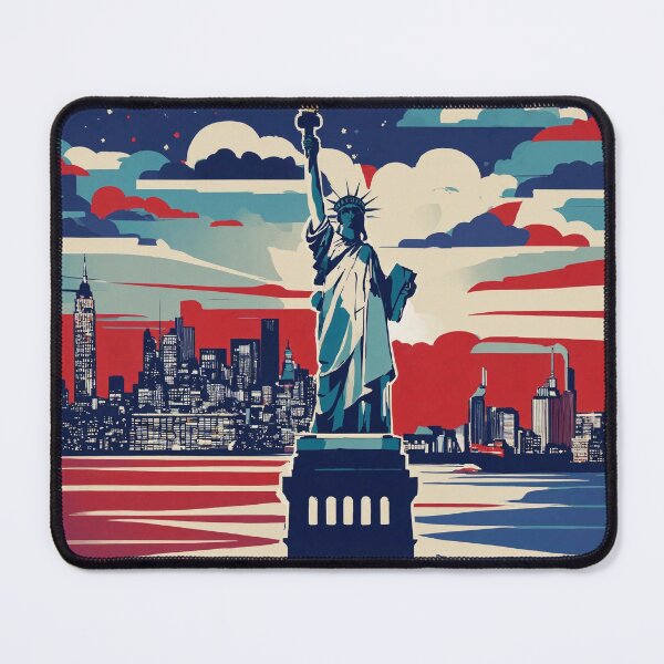 Item preview, City Pride Skyline: Patriotic Urban Landscape in Red, White, and Blue designed and sold by Huycao211.