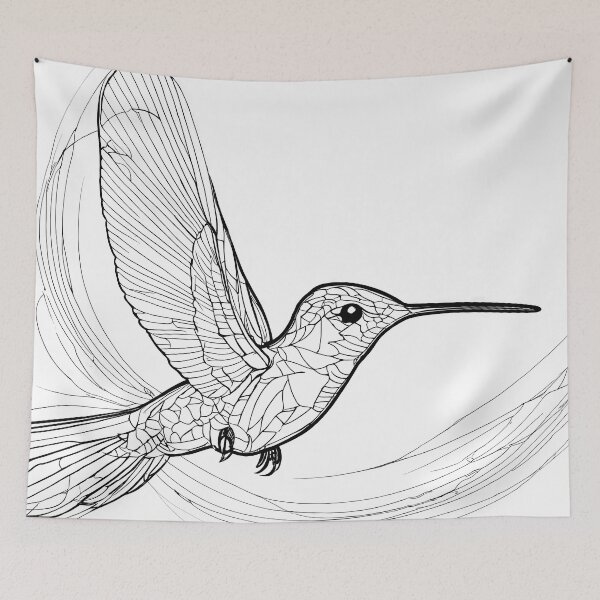 Item preview,  "Fluid Hummingbird: One-Line Art Graphic" designed and sold by Huycao211.