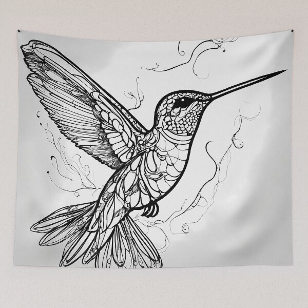 Item preview,  "Fluid Hummingbird: One-Line Art Graphic" designed and sold by Huycao211.