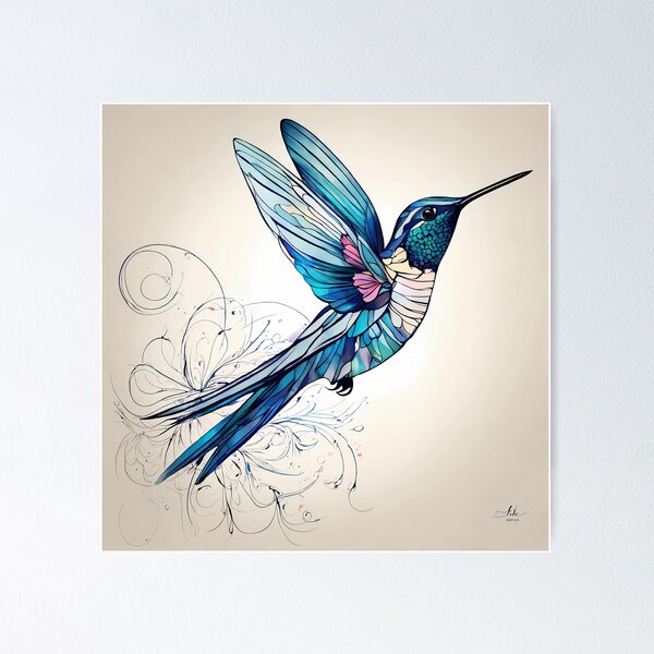 Item preview,  "Fluid Hummingbird: One-Line Art Graphic" designed and sold by Huycao211.