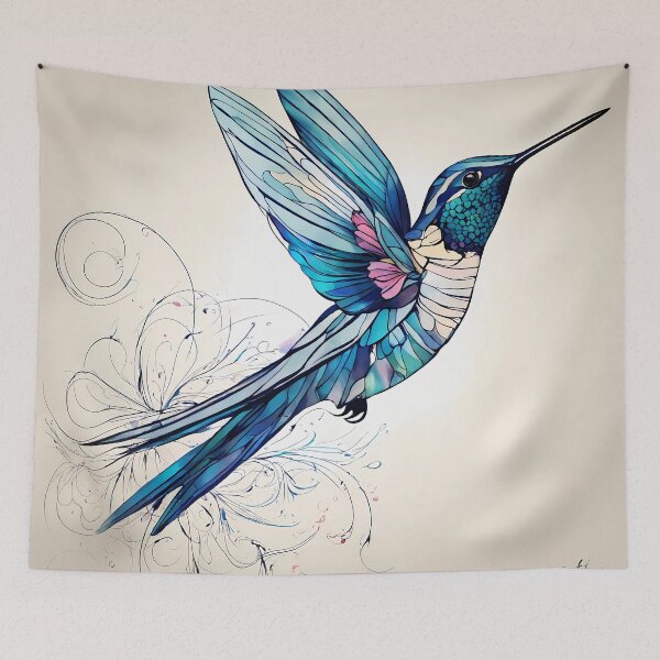 Item preview,  "Fluid Hummingbird: One-Line Art Graphic" designed and sold by Huycao211.