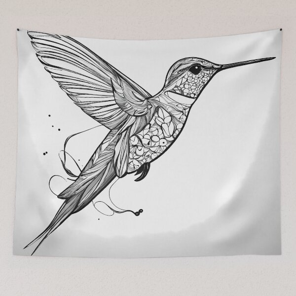 Item preview,  "Fluid Hummingbird: One-Line Art Graphic" designed and sold by Huycao211.