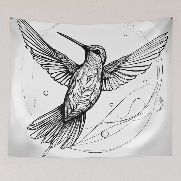 Item preview,  "Fluid Hummingbird: One-Line Art Graphic" designed and sold by Huycao211.