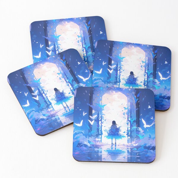 Item preview, Beautiful Mystical Enchanted Blue Butterfly Portal Anime Girl designed and sold by bubblegoth.