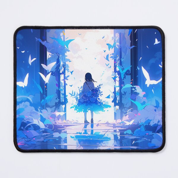 Item preview, Beautiful Mystical Enchanted Blue Butterfly Portal Anime Girl designed and sold by bubblegoth.
