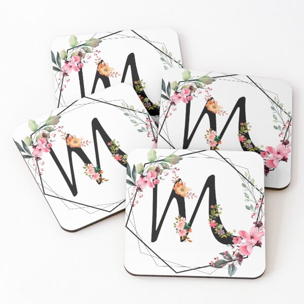 Item preview, M monogram flowers, watercolor designed and sold by OmikronStore.