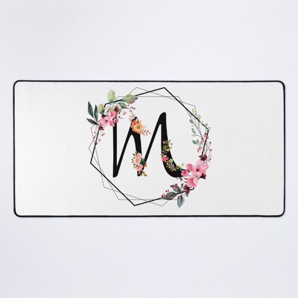 Item preview, M monogram flowers, watercolor designed and sold by OmikronStore.