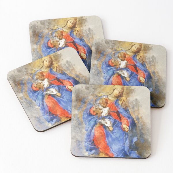Item preview, Serene Devotion: Our Lady of the Rosary with Child Watercolor Art designed and sold by pavelrmata.