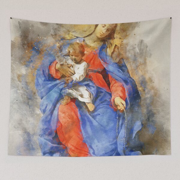Item preview, Serene Devotion: Our Lady of the Rosary with Child Watercolor Art designed and sold by pavelrmata.