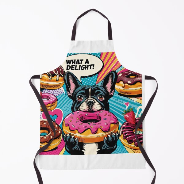 Item preview, French bulldog Pillow eating donut Pop Art Comics designed and sold by PrintyArts.