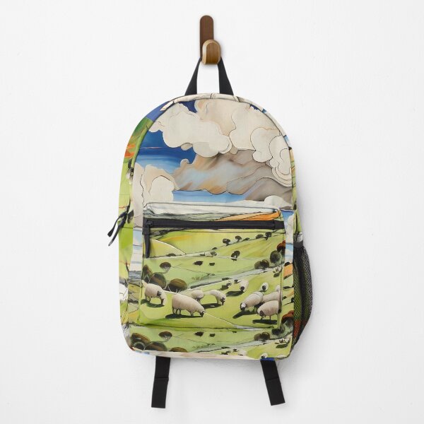 Item preview, sheep and pasture, idyllic countryside farm scenery illustration designed and sold by boyangyang.