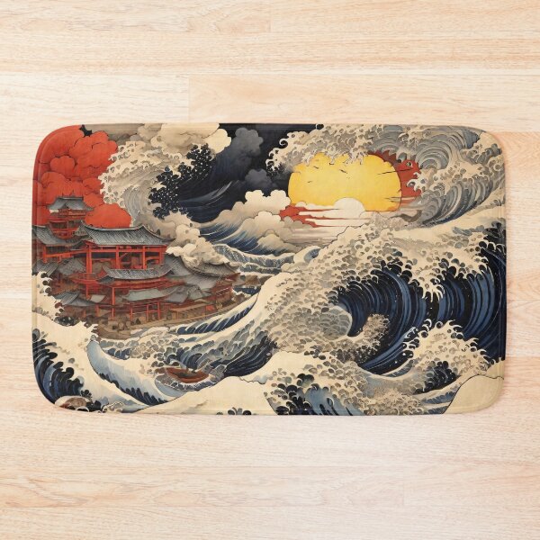 Item preview, Katsushika Hokusais Japanese Waves in a full moon night, illustration designed and sold by boyangyang.